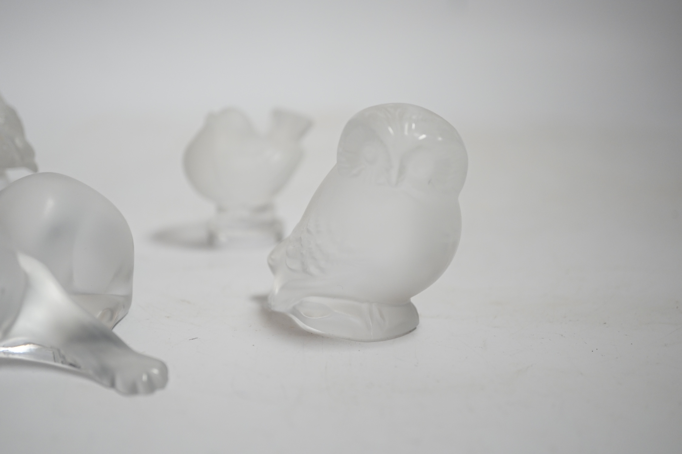 Four small Lalique glass animals, tallest 11cm